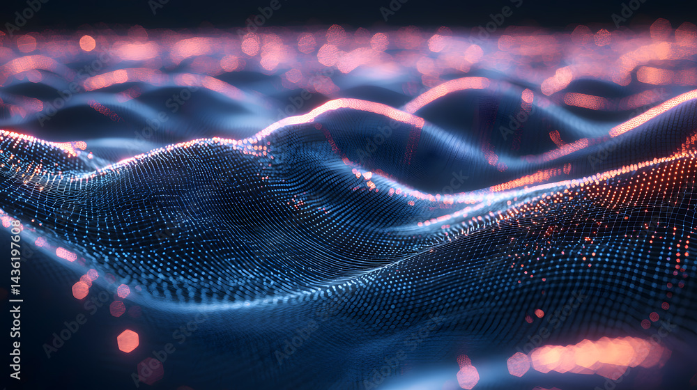 Aufkleber quantum computing waves digital realm abstract wallpaper dynamic environment futuristic viewpoint