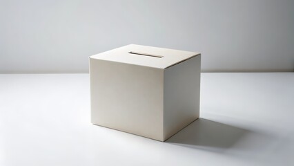Off-white Cardboard Box on White Background
