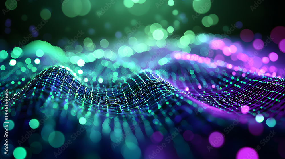 Poster vibrant quantum computing wallpaper multidimensional data representation abstract environment digita
