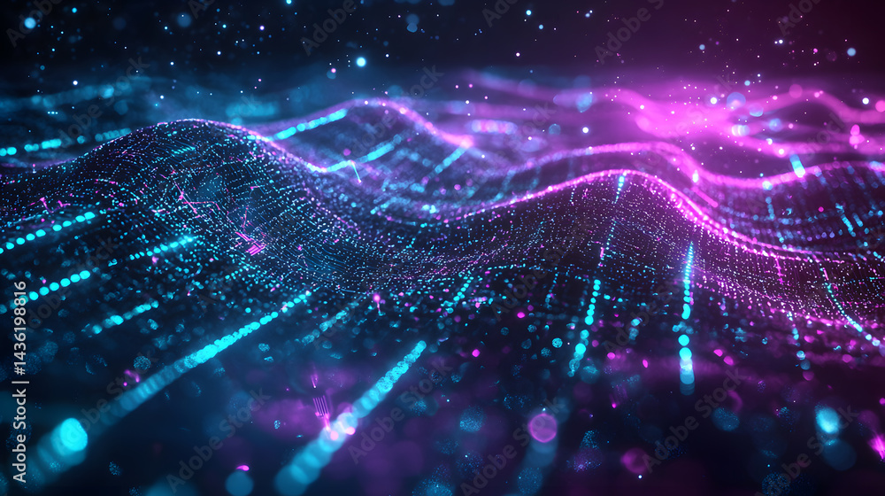 Poster quantum computing wallpaper multidimensional data visualizations in a digital landscape
