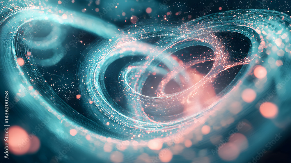Poster dynamic quantum computing waves digital space abstract wallpaper high-tech environment visual specta