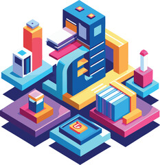 Fototapeta premium High-Quality 3D Isometric Illustration with Vibrant Colors and Modern Minimalistic Style
