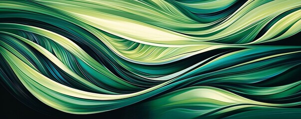Vibrant green spirals in an abstract style.