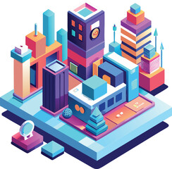 High-Quality 3D Isometric Illustration with Vibrant Colors and Modern Minimalistic Style



