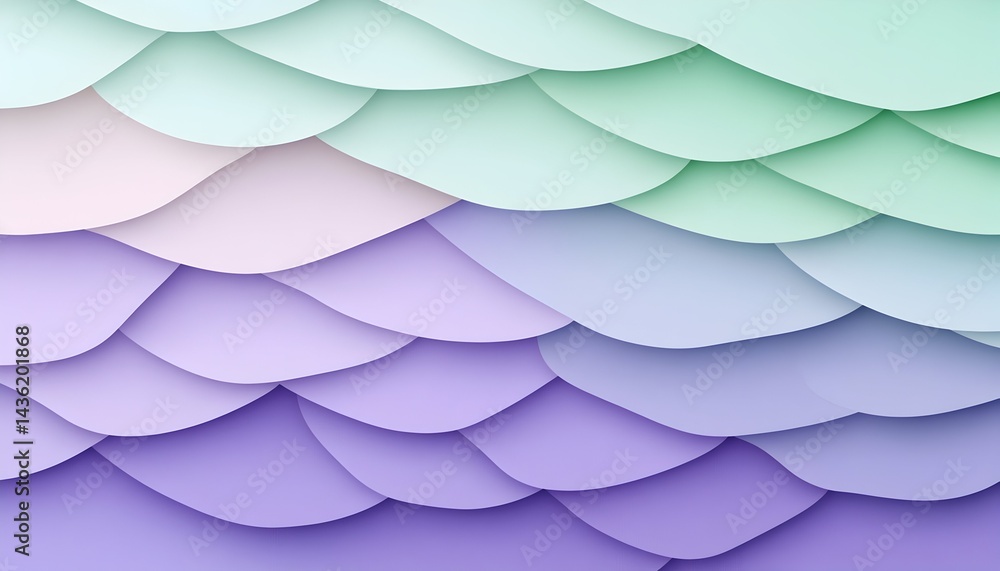 Poster pastel-colored overlapping scales create a smooth, undulating texture