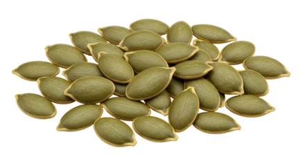 Pile of pumpkin seeds isolated on black illuminated by soft light
