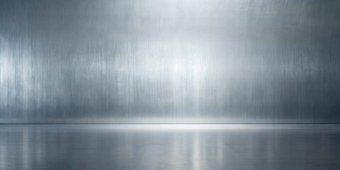 Fototapeta premium Reflective Floor and Brushed Metal Wall Studio Background Ideal for Product Displays and Mockups
