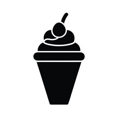 Ice Cream Cup Stencil Icon Vector Illustration