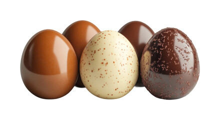Delicious chocolate eggs for easter celebration kitchen food bright light isolated on transparent background