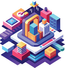 High-Quality 3D Isometric Illustration with Vibrant Colors and Modern Minimalistic Style



