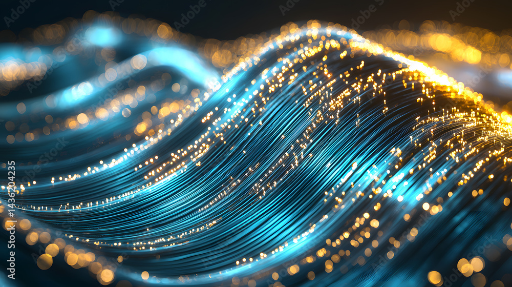 Poster dynamic waves of digital innovation wallpaper visualizing sustainable tech systems in a digital envi