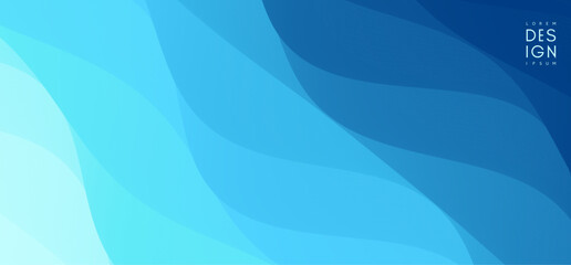 Surface of water. Blue abstract background. Ocean or seascape. Realistic landscape with waves. Cover design template. 3d vector illustration for banner, flyer, poster or brochure.