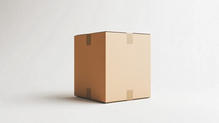 Professional Closed Cardboard Box Mockup on White Background