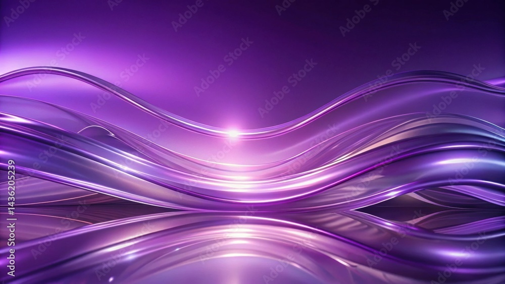Poster abstract purple swirling waves reflecting light and shadow on a smooth surface