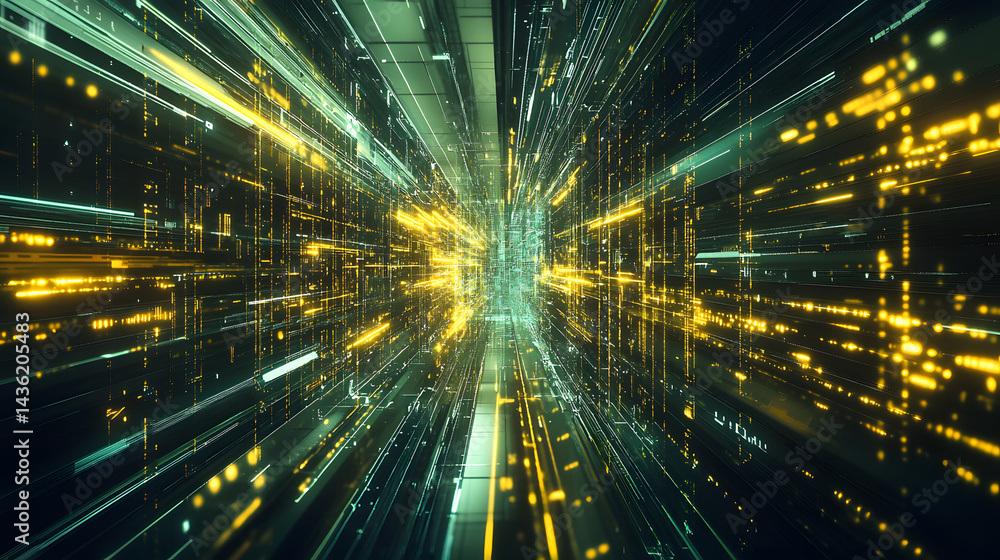 Poster dynamic sustainable tech wallpaper visualizing green digital systems in a futuristic environment