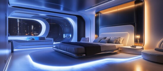 Fototapeta premium Futuristic, Sleek Master Bedroom