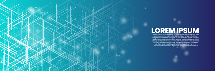 Bright digital network on a vibrant gradient background. tech lines