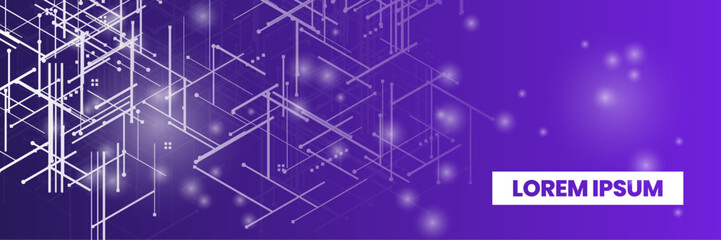 Bright digital network on a vibrant gradient background. tech lines