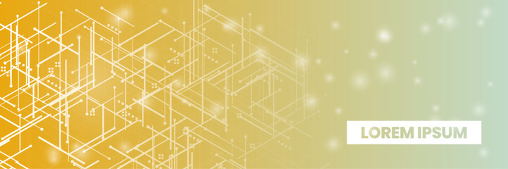 Bright digital network on a vibrant gradient background. tech lines