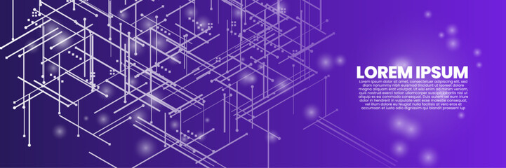 Bright digital network on a vibrant gradient background. tech lines