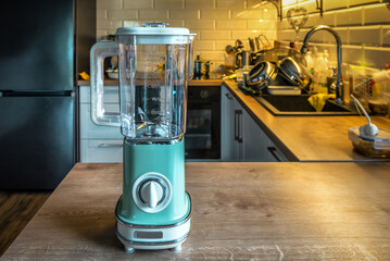 Vintage blender is waiting for fruits on the kitchen table