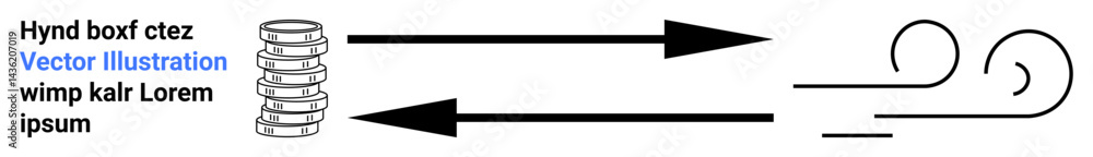 Poster stack-thumbs up object with two bold arrows showing opposite flows, leading to stylized wind pattern