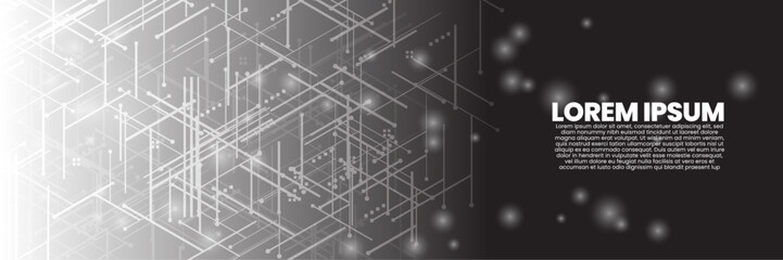Bright digital network on a vibrant gradient background. tech lines