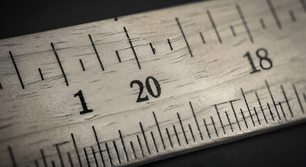 Close Up Of A Wooden Ruler With Lines And Numbers For Measuring