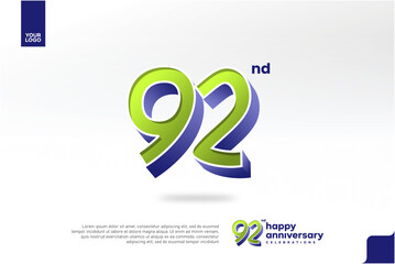 92nd Anniversary 3D Number with Silver Jubilee Design in Pear Green and Violet Blue