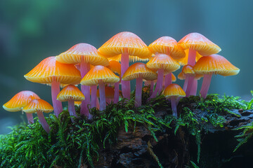 Fototapeta premium colorful mushrooms grow in the jungle