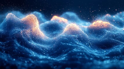 Fototapeta premium Dynamic ocean waves illuminated by soft light, creating a mesmerizing and tranquil atmosphere, perfect for nature-themed projects and calming visuals.