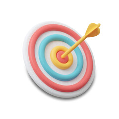 Colorful dartboard with concentric circles in red, blue, and yellow, featuring dart embedded in center. This vibrant design evokes sense of fun and competition on a transparent back.