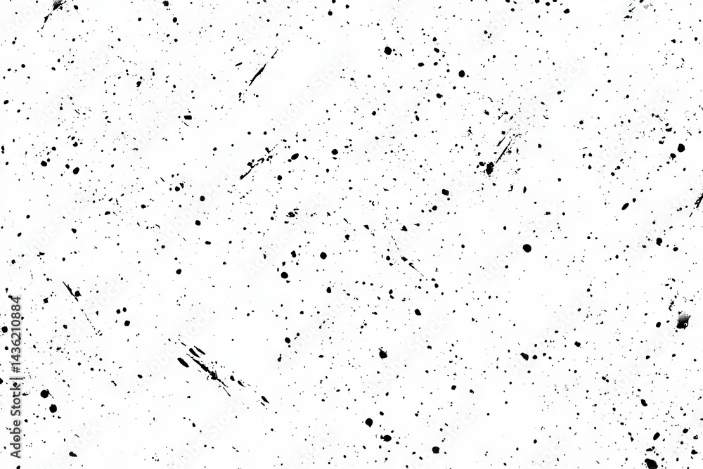 Poster abstract black ink splatters on a white background. intentional marks create a textured pattern