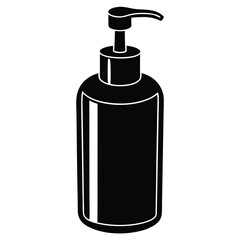 set of black plastic bottles isolated