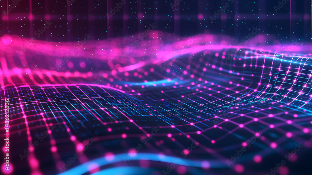 Poster dynamic data flow visualization abstract environment digital art glowing lines futuristic concept