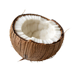 Half coconut shell with white flesh inside