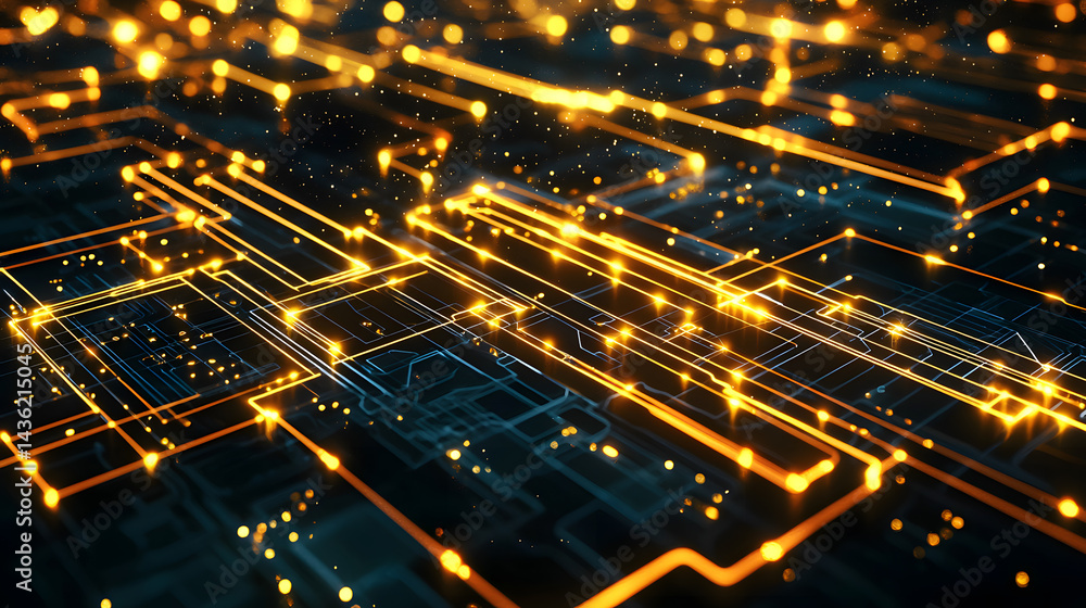 Poster abstract data flow visualized through glowing lines in a digital landscape technology graphic futuri