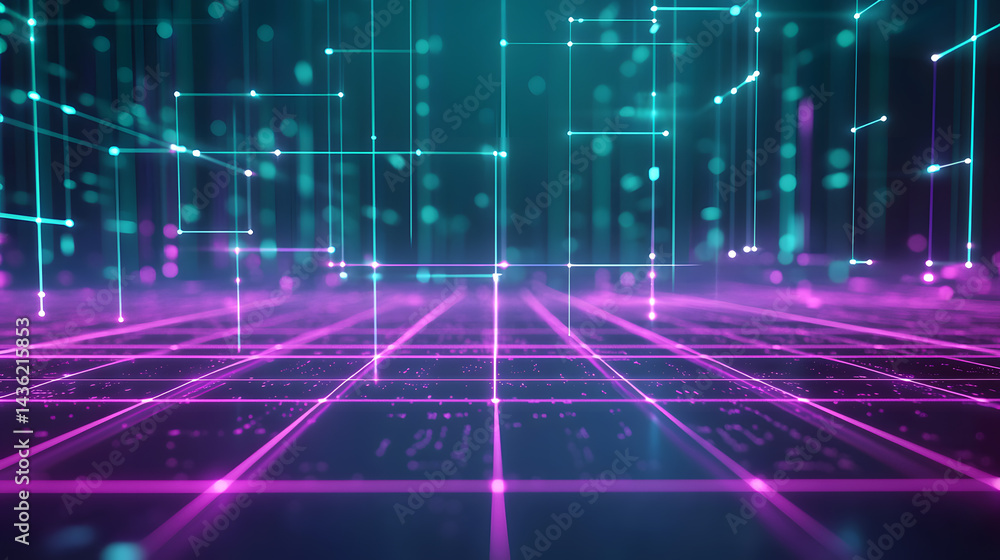 Poster dynamic visualization of abstract data flow digital realm graphic design futuristic environment low 