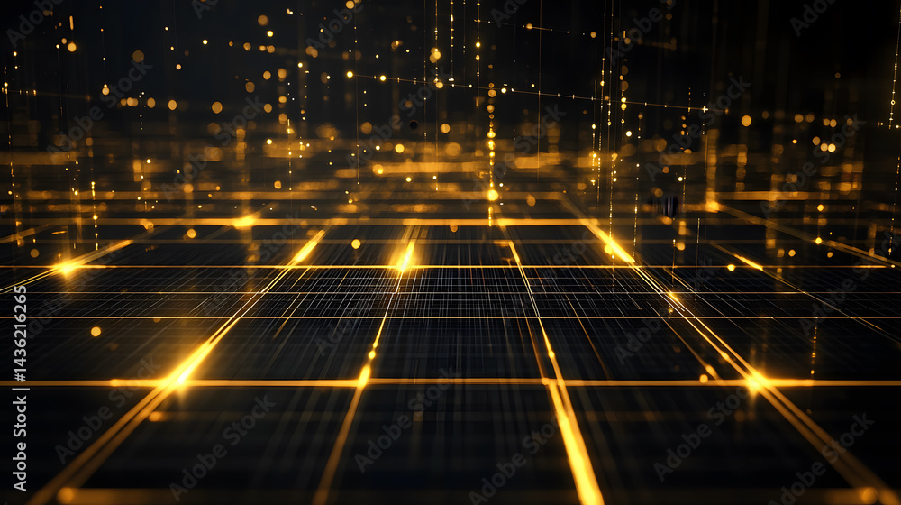 Poster Dynamic data flow visualization digital space abstract animation glowing lines high-tech perspective modern concept