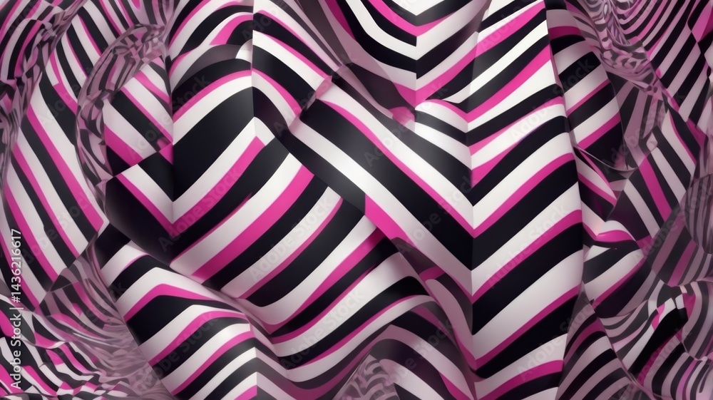 Aufkleber a dynamic abstract pattern of contrasting stripes that creates a visually captivating optical illusi