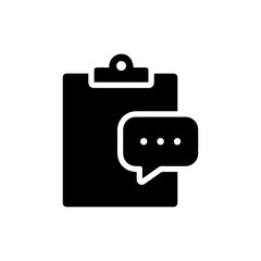 Black Icon of a Clipboard with a Speech Bubble