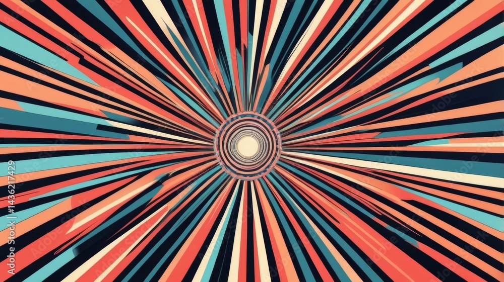 Poster a dynamic abstract pattern of contrasting stripes that creates a visually captivating optical illusi