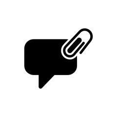 Black Icon of a Text Bubble with a Paperclip