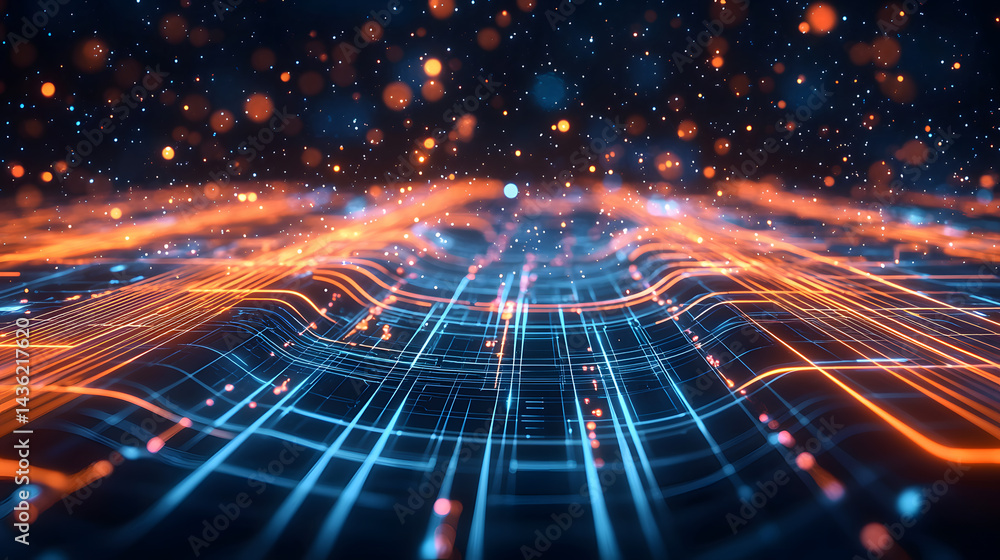 Poster dynamic abstract data flow illustration digital space visual art tech environment futuristic viewpoi