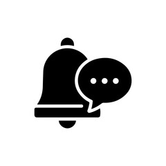 Black Icon of a Bell with a Speech Bubble Near It