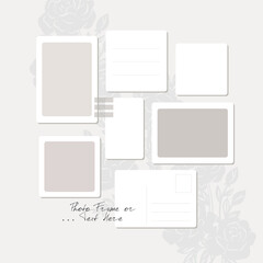 Blank collage Photo Frames Vector Template Illustration. Photo Presentation Template. Photo Frame For Text or Pictures. collage presentation for album or scrapbooking.