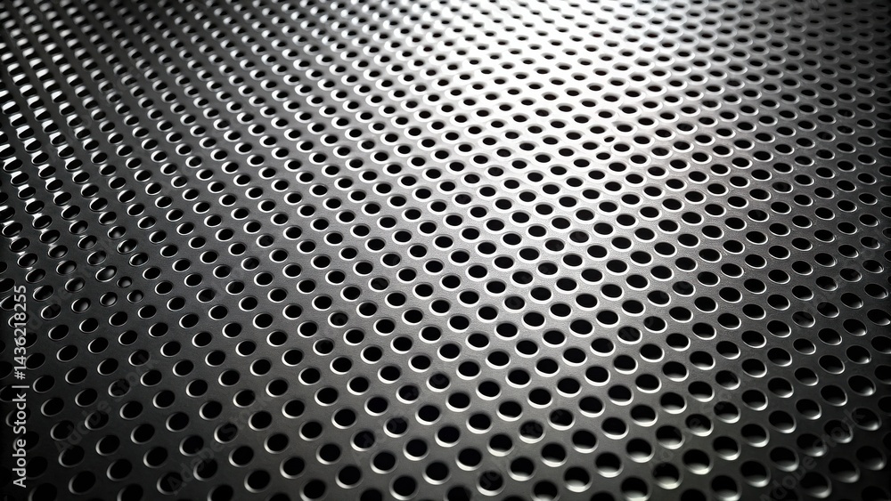 Aufkleber Abstract Metallic Perforated Surface with Regularly Spaced Circular Holes Exhibiting a Subtle Gradient in Light and Shadow