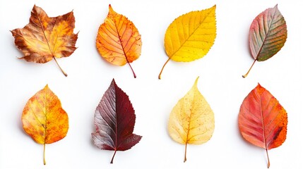 Obraz premium Vibrant Fall Leaves Isolated on White Background � Nature Collection