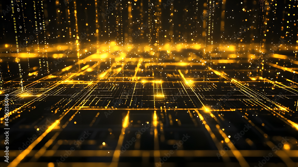 Poster dynamic data flow visualization digital realm abstract concept glowing lines futuristic environment