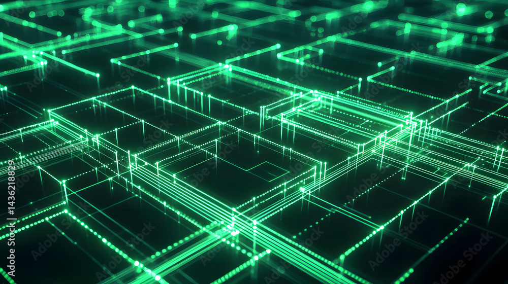 Poster Dynamic abstract data flow visualization digital realm 3d animation tech environment aerial perspective glowing lines effect